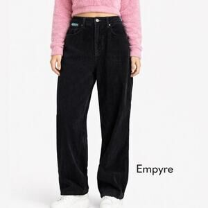 Empyre Corduroy Pants Black Straight Leg High Rise Baggy Skater Girl Y2K Size 5